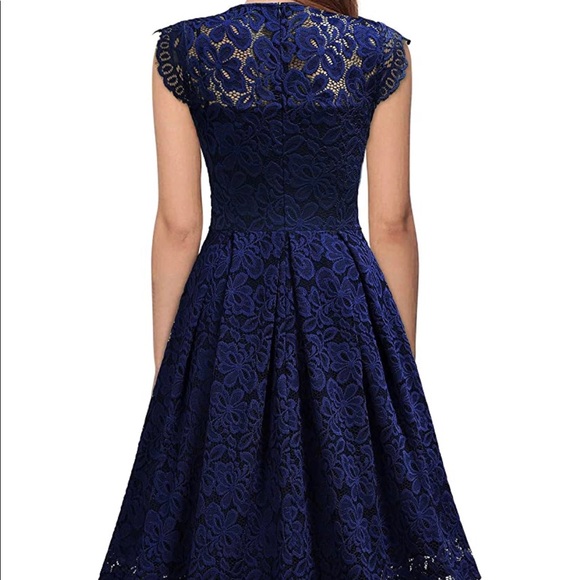 Navy Blue Lace Dress - Picture 4 of 5